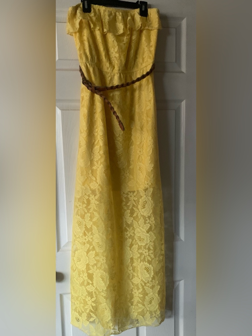 Trixxi Yellow Lace A-Line Women's Dress